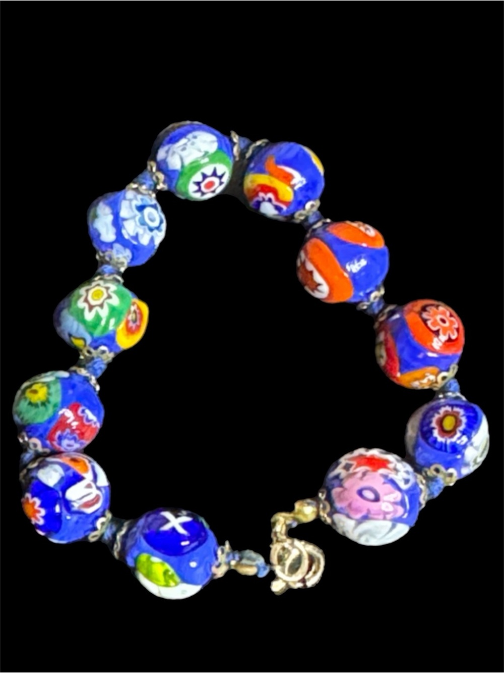 Vintage Venetian Murano Millefiori Bead Bracelet